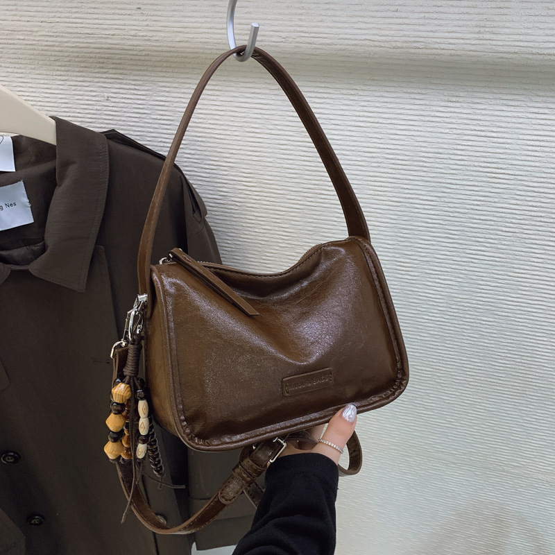 Keresztpántos négyszögletes táska - PU anyag, cipzár, telefon- és dokumentum-zsebek, poliészter bélés - Városi egyszerűség, 2025 ősz