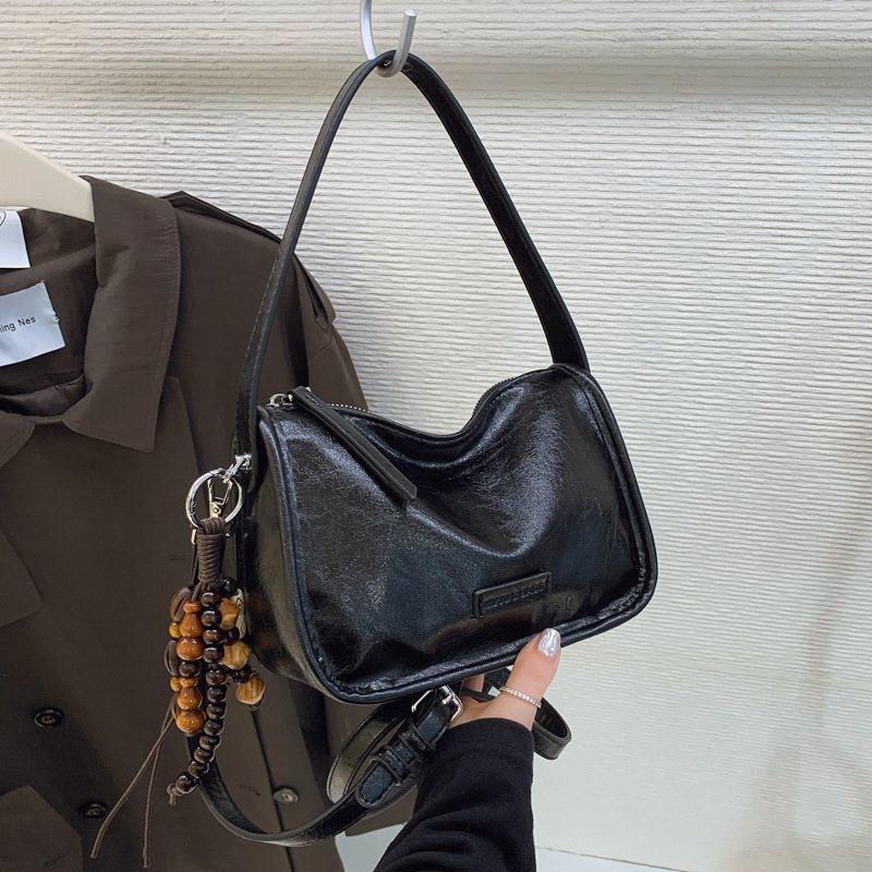 Keresztpántos négyszögletes táska - PU anyag, cipzár, telefon- és dokumentum-zsebek, poliészter bélés - Városi egyszerűség, 2025 ősz