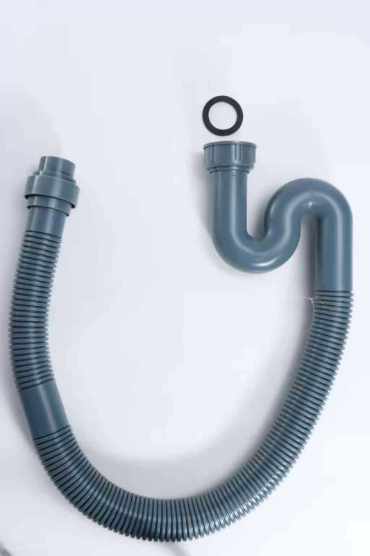 Cijev odvodnje za kuhinju s integriranim S-oblikom, bez alata, materijal PP/PE, kompatibilna s odvodom za jedan i dva otvora