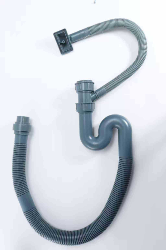 Cijev odvodnje za kuhinju s integriranim S-oblikom, bez alata, materijal PP/PE, kompatibilna s odvodom za jedan i dva otvora