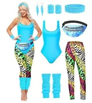 7 részes uniszex színpadi jelmez a 1980-as évek parti és táncelőadásokhoz, tej-selyem és poliészter anyag, 2023 tavasz