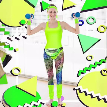 7 részes uniszex színpadi jelmez a 1980-as évek parti és táncelőadásokhoz, tej-selyem és poliészter anyag, 2023 tavasz