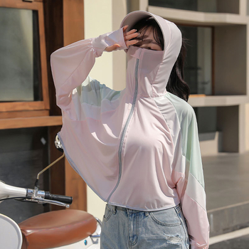 Γυναικεία κουκούλα με UV προστασία από τον ήλιο – γρήγορο στέγνωμα, διαπνοή, νάιλον, σχέδιο color-block