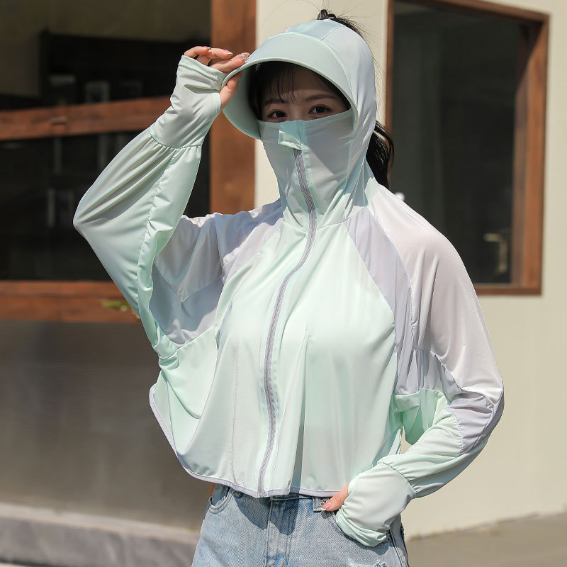 Γυναικεία κουκούλα με UV προστασία από τον ήλιο – γρήγορο στέγνωμα, διαπνοή, νάιλον, σχέδιο color-block