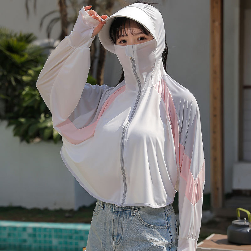 Γυναικεία κουκούλα με UV προστασία από τον ήλιο – γρήγορο στέγνωμα, διαπνοή, νάιλον, σχέδιο color-block