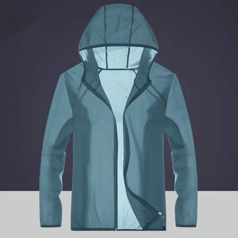 Uniszex nyári kapucnis széldzseki — UPF50+ UV-védelem, légáteresztő műszálas anyag, csíkos mintázat