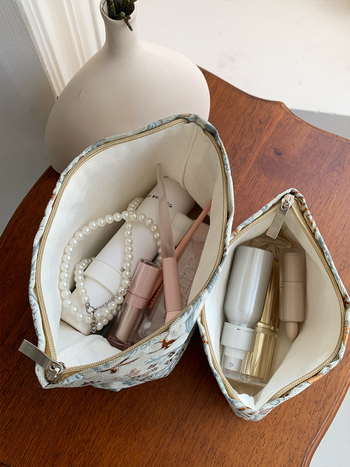 YETONADO Nagy kapacitású kozmetikai táska nemzeti stílusú virágmintával, poliészter külső, vászon bélés, hordozható utazáshoz nőknek