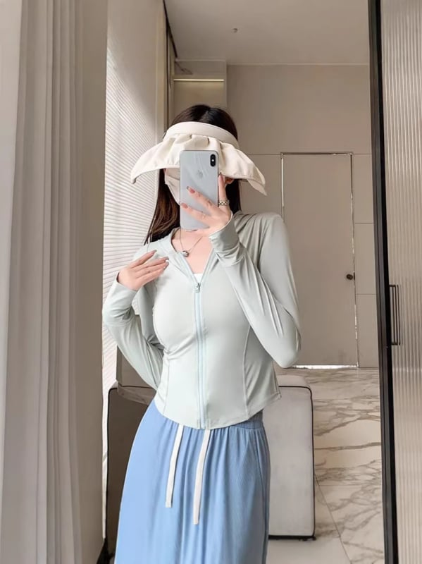 Ženska vanjska odjeća od poliestera, slim fit, kapuljača, dugi rukavi, ziper