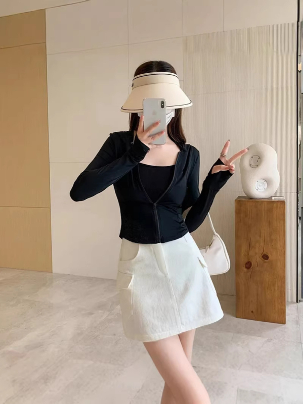 Ženska vanjska odjeća od poliestera, slim fit, kapuljača, dugi rukavi, ziper