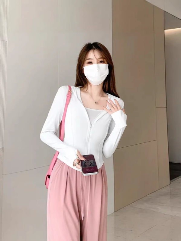 Ženska vanjska odjeća od poliestera, slim fit, kapuljača, dugi rukavi, ziper