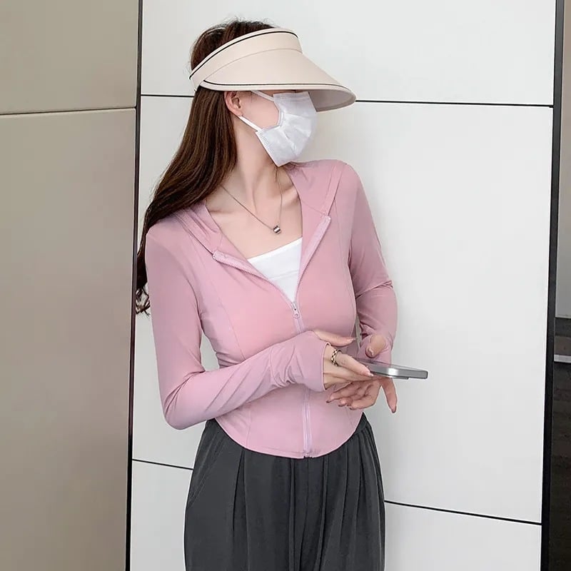 Ženska vanjska odjeća od poliestera, slim fit, kapuljača, dugi rukavi, ziper