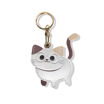 Кожен ключодържател с калъф за Airtag и джоб за карта, сладък дизайн на котенце, висулка за благословение