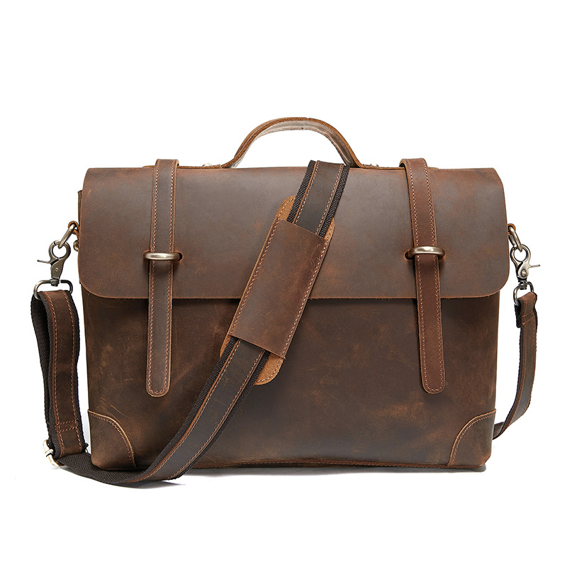 Üzleti kézitáska valódi bőrből – felsőréteg marhabőrből, kopásálló, lopás elleni védelem (üzleti utazásokhoz)