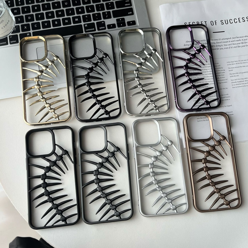 TPU maska za iPhone 16 Pro Max sa uzorkom ribljih kostiju, elektroplatirani završetak, otporna na udarce, zaštita od pada, odvodi toplinu, prilagodljivo