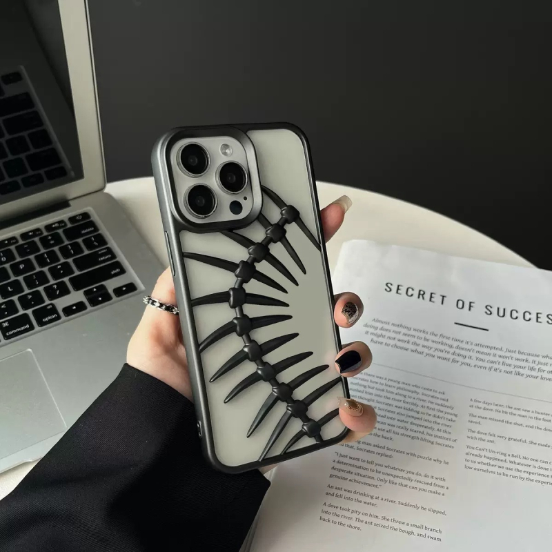 TPU maska za iPhone 16 Pro Max sa uzorkom ribljih kostiju, elektroplatirani završetak, otporna na udarce, zaštita od pada, odvodi toplinu, prilagodljivo