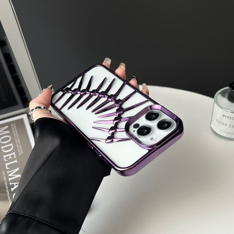 TPU maska za iPhone 16 Pro Max sa uzorkom ribljih kostiju, elektroplatirani završetak, otporna na udarce, zaštita od pada, odvodi toplinu, prilagodljivo