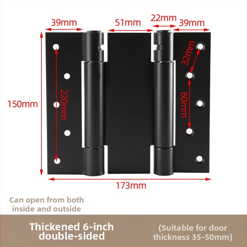 Ανοξείδωτος μεντεσές πόρτας διπλής κατεύθυνσης με ελατήριο, για πόρτες από ξύλο ή με πλαίσιο γυαλιού, αριστερό/δεξί άνοιγμα, αυτόματο κλείσιμο