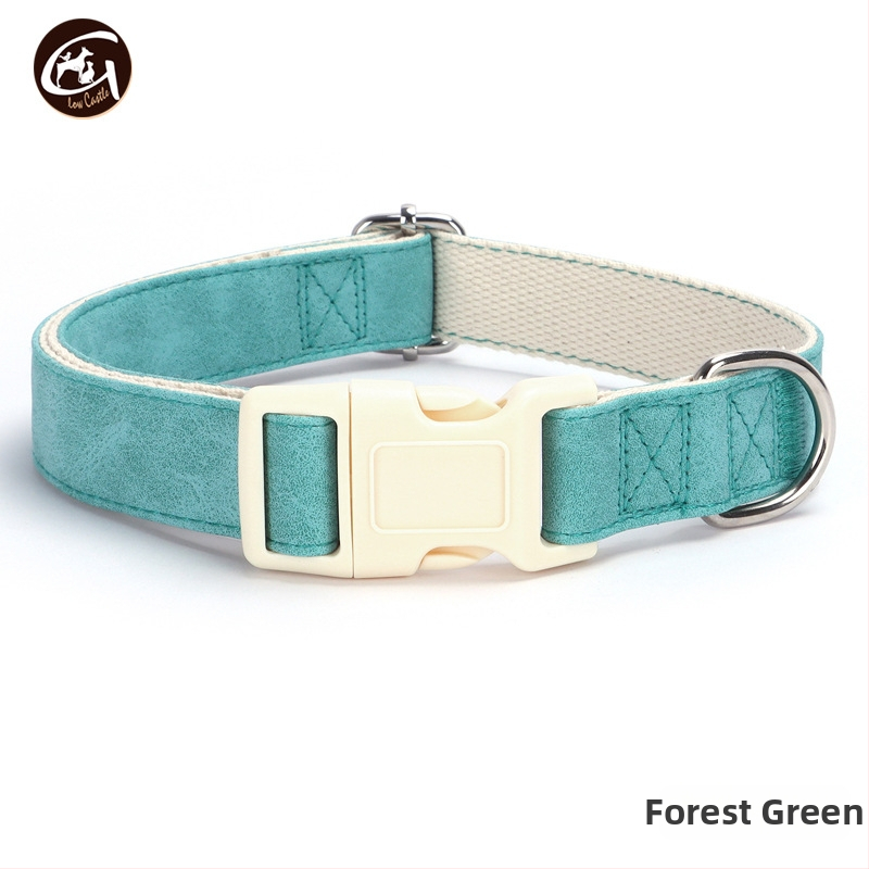 Bőr kutya nyakörv és póráz készlet, állítható, Glow Castle / Flash Castle márka