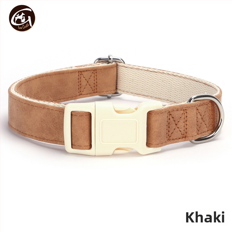 Bőr kutya nyakörv és póráz készlet, állítható, Glow Castle / Flash Castle márka