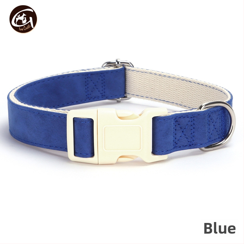 Bőr kutya nyakörv és póráz készlet, állítható, Glow Castle / Flash Castle márka