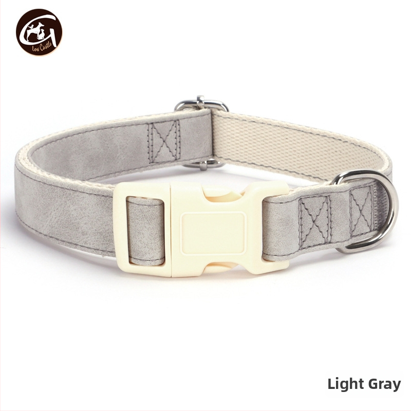 Bőr kutya nyakörv és póráz készlet, állítható, Glow Castle / Flash Castle márka