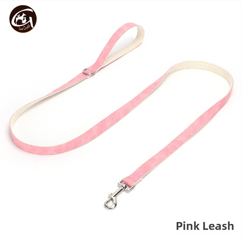 Bőr kutya nyakörv és póráz készlet, állítható, Glow Castle / Flash Castle márka