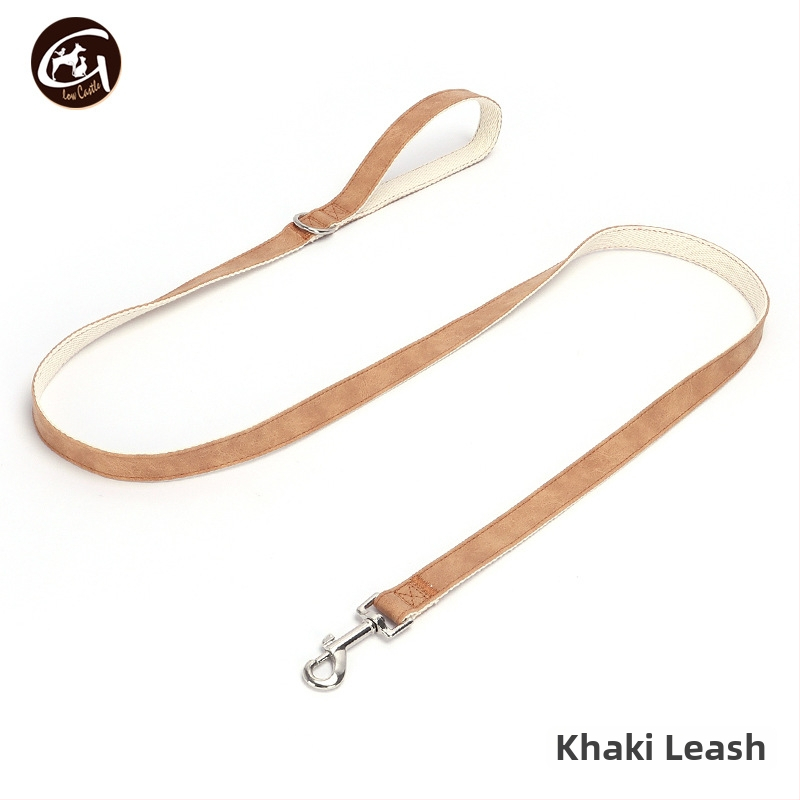 Bőr kutya nyakörv és póráz készlet, állítható, Glow Castle / Flash Castle márka