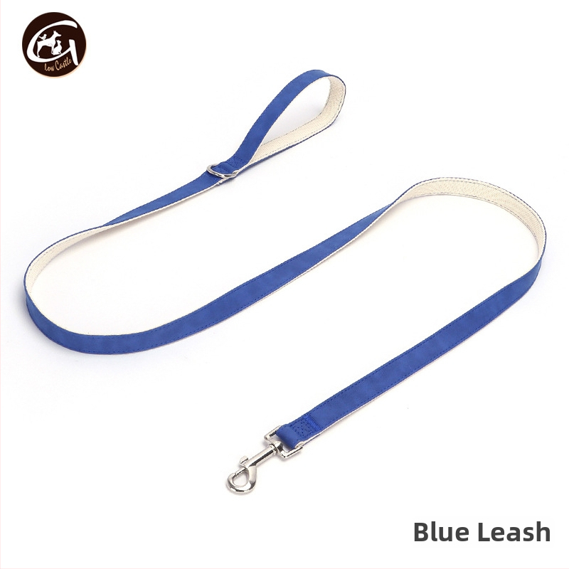 Bőr kutya nyakörv és póráz készlet, állítható, Glow Castle / Flash Castle márka