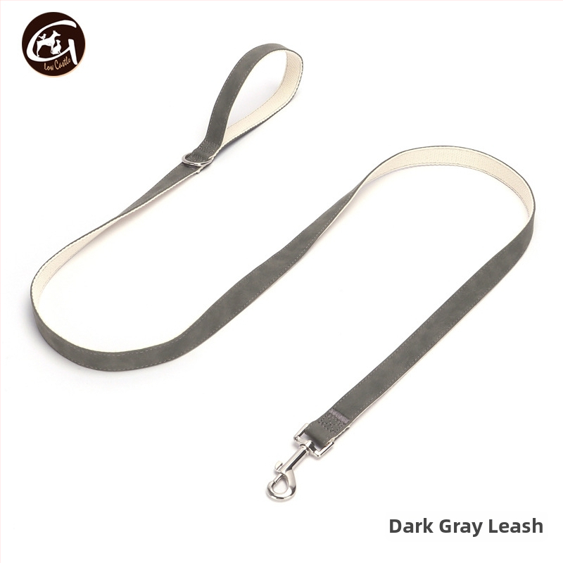 Bőr kutya nyakörv és póráz készlet, állítható, Glow Castle / Flash Castle márka