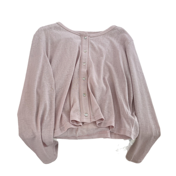 Kardigan od Tencel-lina s okruglim izrezom, jednostruko kopčanje, dugi rukavi, kratka duljina (40–50 cm) – lagani ljetni top