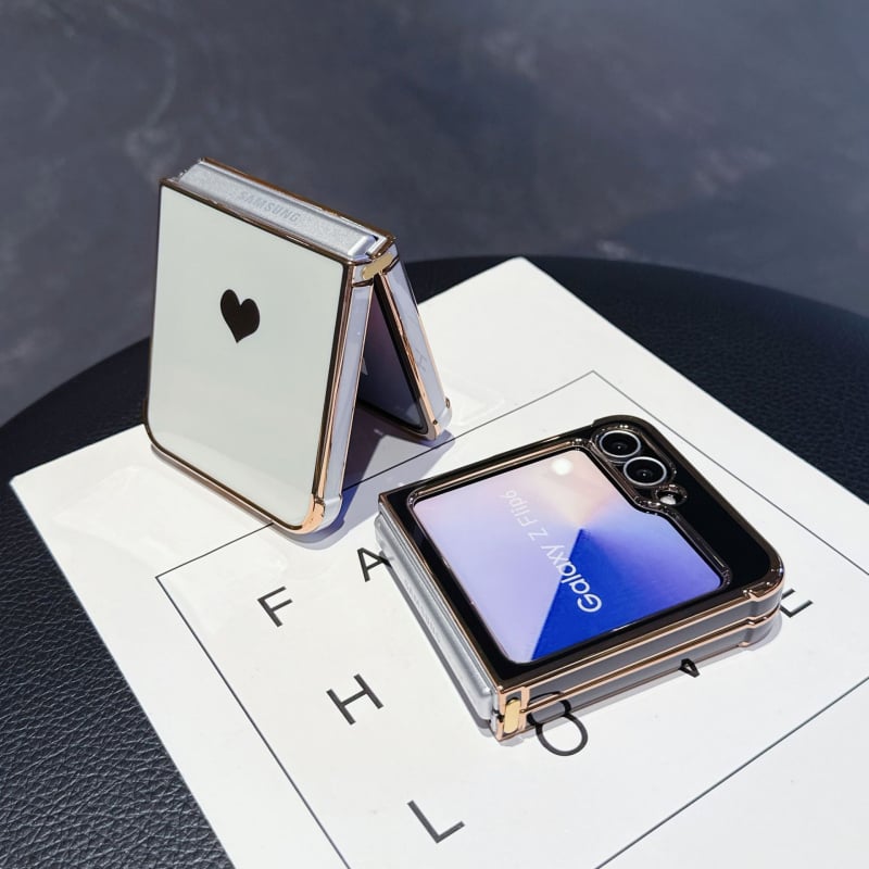 Carcasă TPU pentru seria Samsung Fold, cu inimă lateral electroplatinată - rezistență la uzură, protecție anti-cădere, personalizabilă, compatibilă cu Flip6/Flip5/7FE