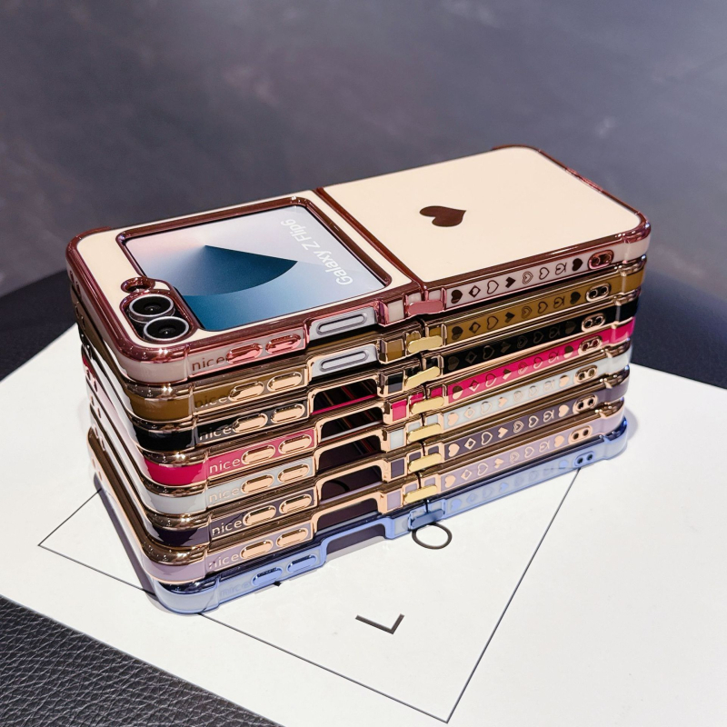 Carcasă TPU pentru seria Samsung Fold, cu inimă lateral electroplatinată - rezistență la uzură, protecție anti-cădere, personalizabilă, compatibilă cu Flip6/Flip5/7FE