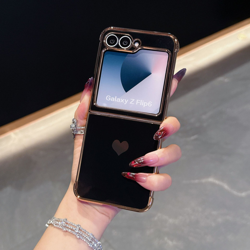 Carcasă TPU pentru seria Samsung Fold, cu inimă lateral electroplatinată - rezistență la uzură, protecție anti-cădere, personalizabilă, compatibilă cu Flip6/Flip5/7FE