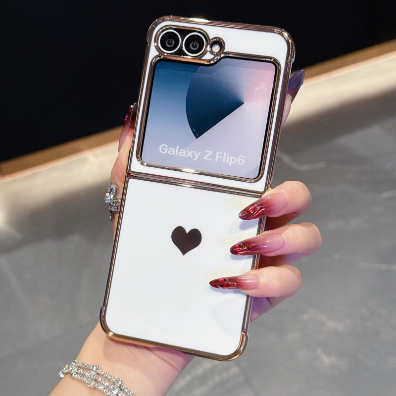 Carcasă TPU pentru seria Samsung Fold, cu inimă lateral electroplatinată - rezistență la uzură, protecție anti-cădere, personalizabilă, compatibilă cu Flip6/Flip5/7FE