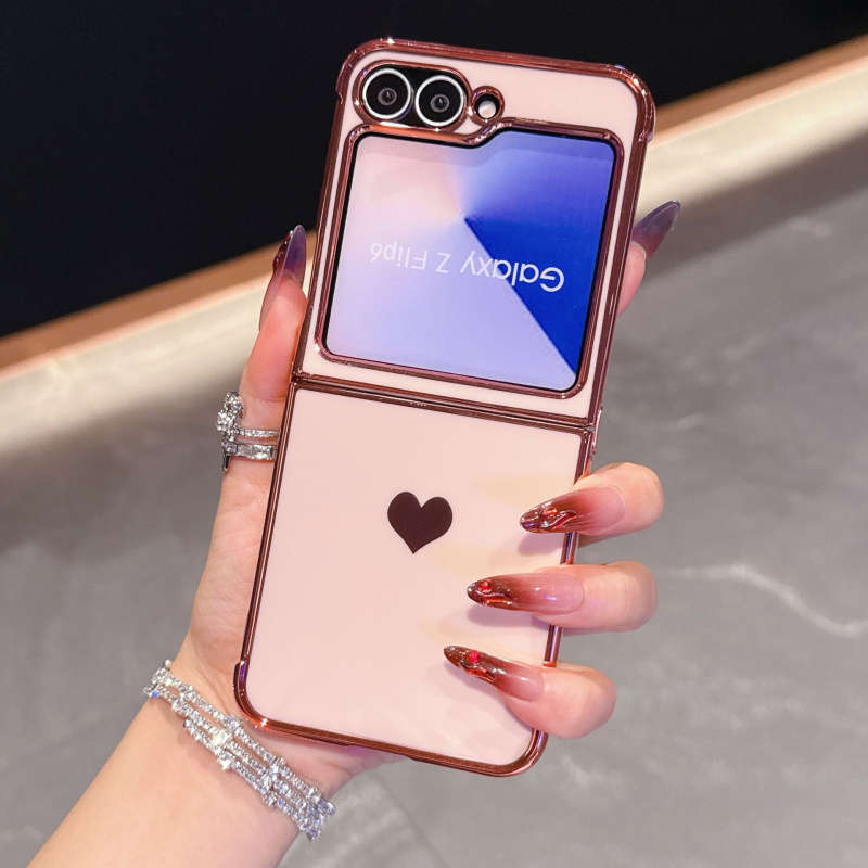 Carcasă TPU pentru seria Samsung Fold, cu inimă lateral electroplatinată - rezistență la uzură, protecție anti-cădere, personalizabilă, compatibilă cu Flip6/Flip5/7FE