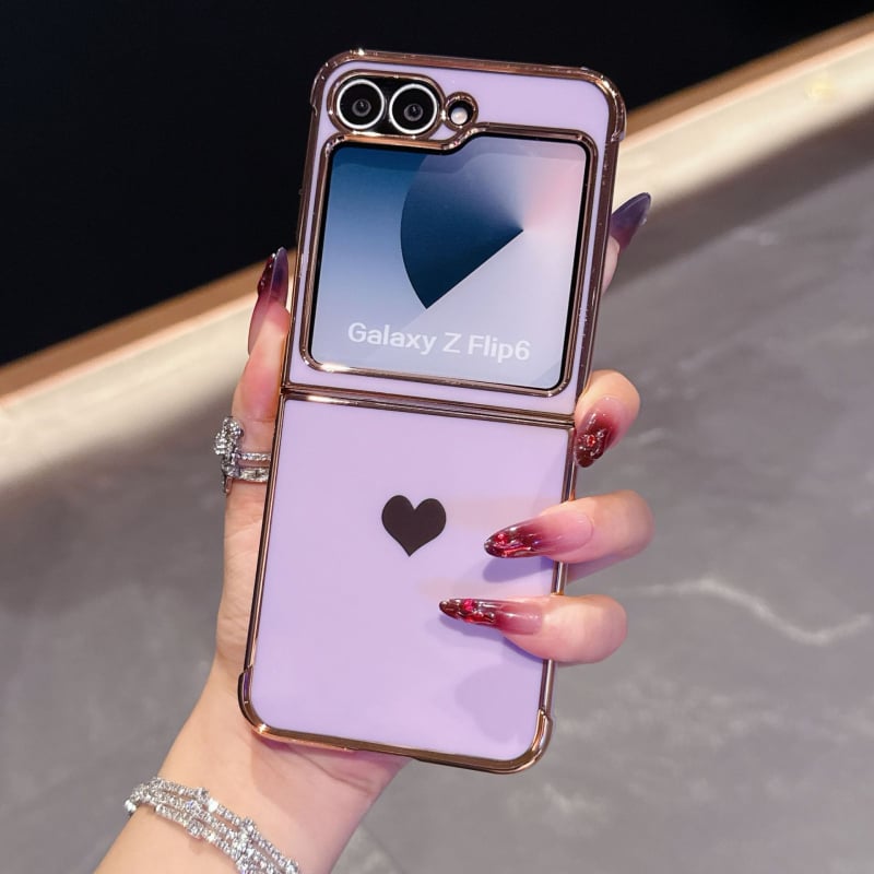 Carcasă TPU pentru seria Samsung Fold, cu inimă lateral electroplatinată - rezistență la uzură, protecție anti-cădere, personalizabilă, compatibilă cu Flip6/Flip5/7FE