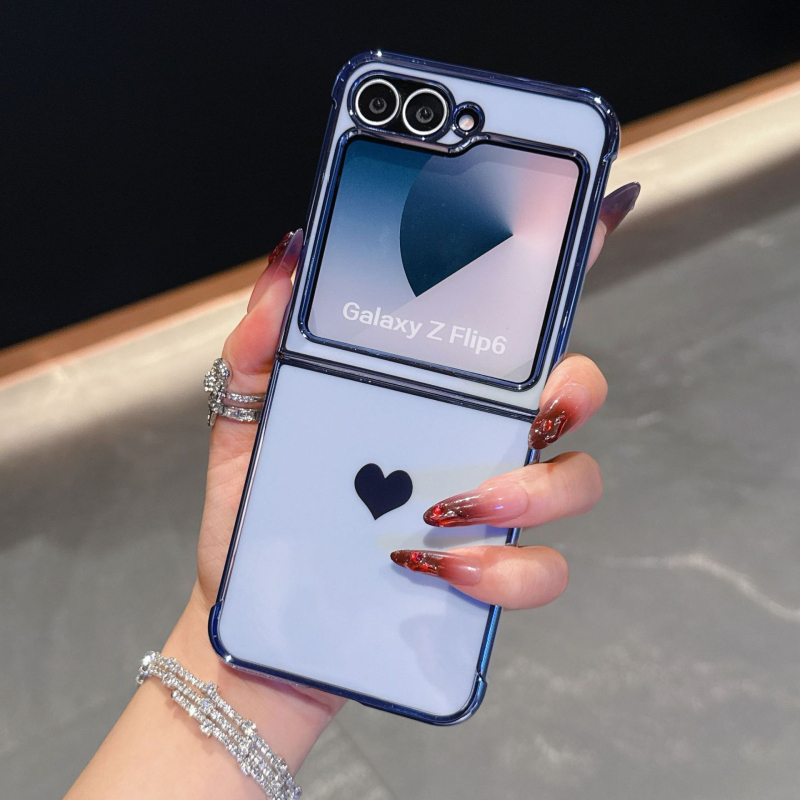 Carcasă TPU pentru seria Samsung Fold, cu inimă lateral electroplatinată - rezistență la uzură, protecție anti-cădere, personalizabilă, compatibilă cu Flip6/Flip5/7FE