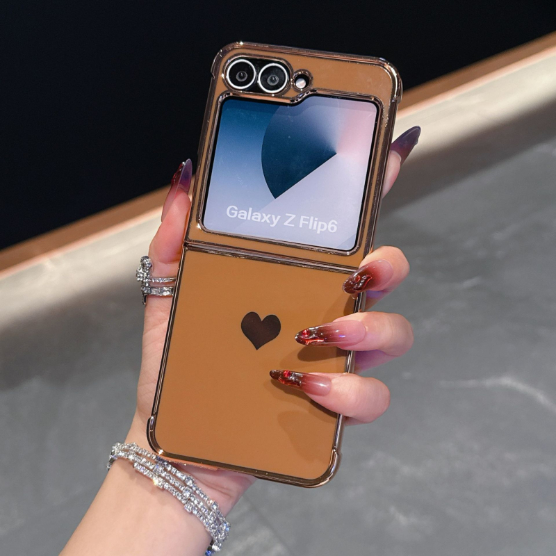 Carcasă TPU pentru seria Samsung Fold, cu inimă lateral electroplatinată - rezistență la uzură, protecție anti-cădere, personalizabilă, compatibilă cu Flip6/Flip5/7FE