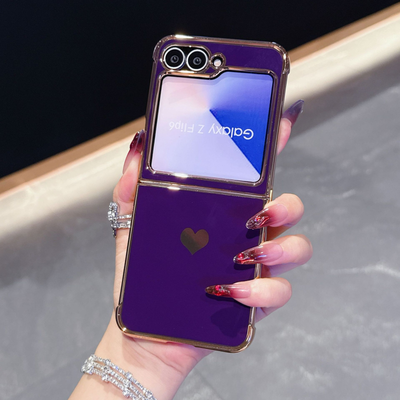 Carcasă TPU pentru seria Samsung Fold, cu inimă lateral electroplatinată - rezistență la uzură, protecție anti-cădere, personalizabilă, compatibilă cu Flip6/Flip5/7FE