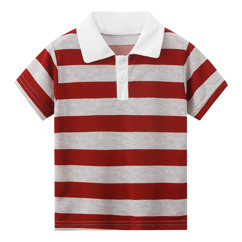 Παιδικό πόλο μπλουζάκι, χαλαρό στυλ, ριγέ εκτύπωση, ύφασμα από μείγμα συνθετικών ινών, για παιδιά 3–8 ετών