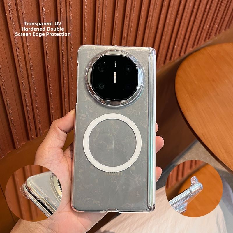 Pouzdro Huawei Mate X7, priehľadný PC, UV odolné, odolné voči poškriabaniu, magnetické prichytenie, dvojité okraje