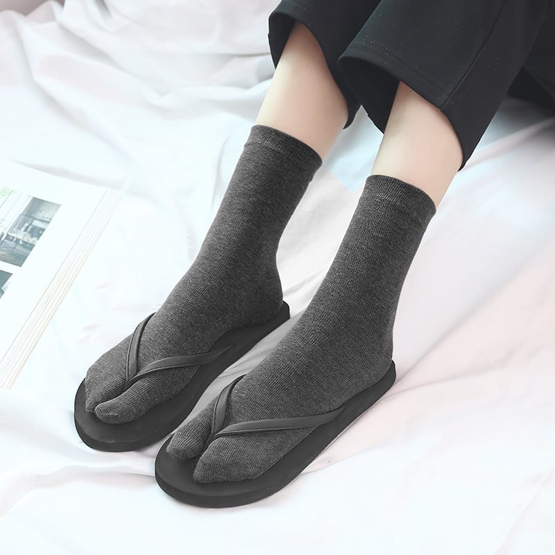 Дамски и мъжки чорапи с разделени пръсти, японски стил tabi, средна дължина, памук, абсорбират пот и намаляват триенето