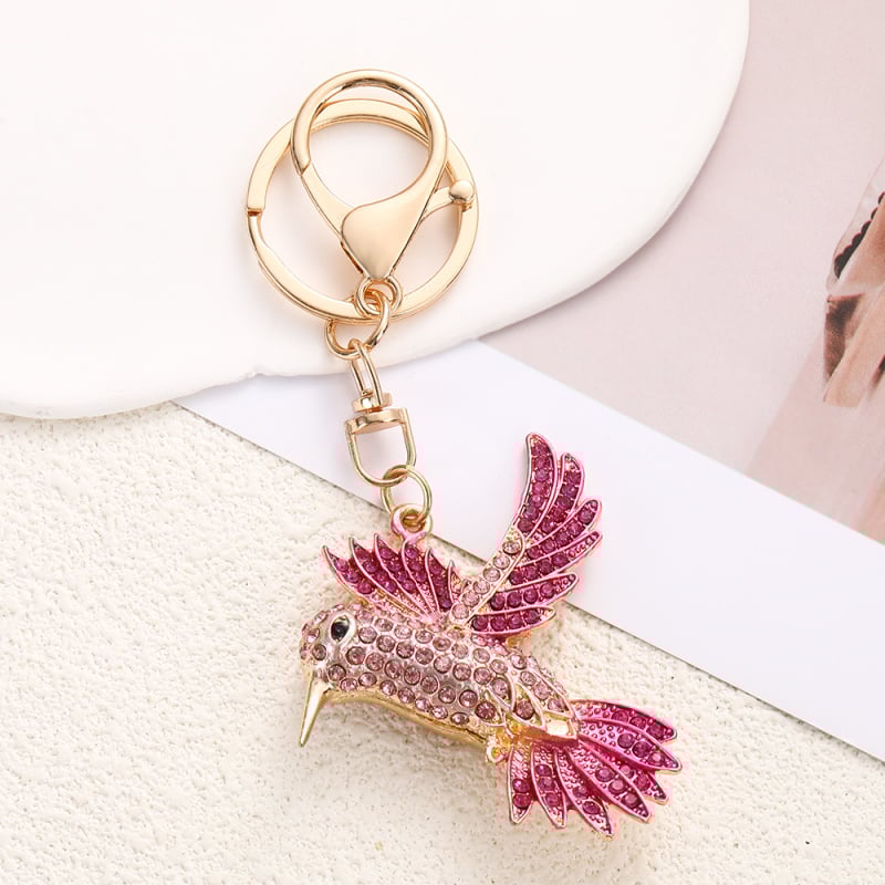 Kulcstartó – Béke galamb repülő dizájn, gyémánt beültetéssel, cink ötvözetből készült, ajándék táskákhoz és autókhoz