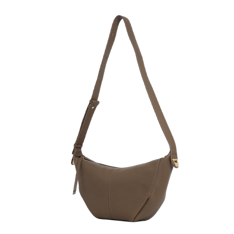 Geantă Tote din piele de primă clasă, formă de dumpling, stil pentru navetă, fermoar, căptușeală din bumbac