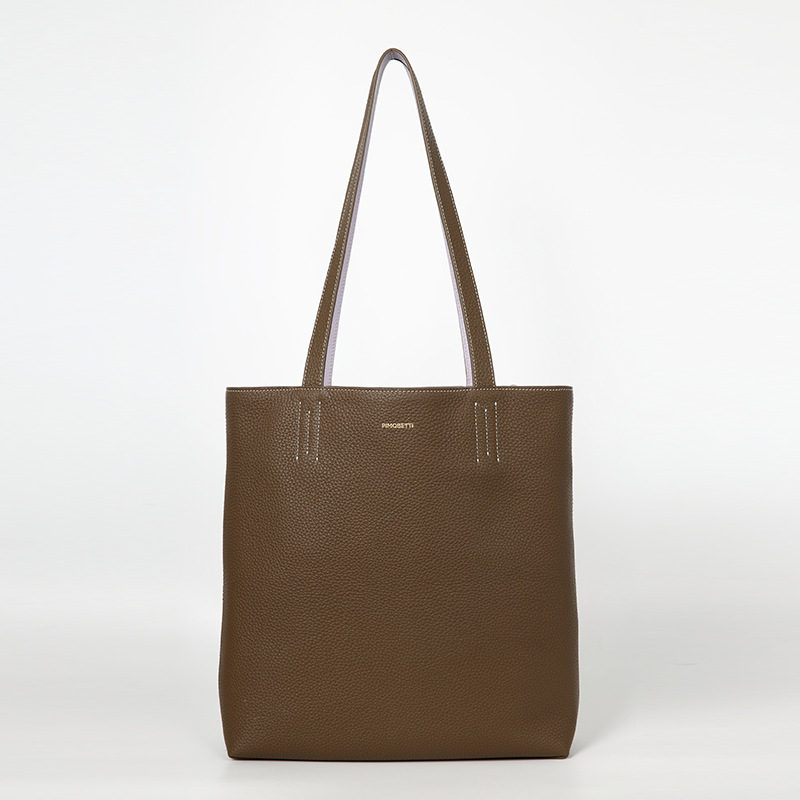 Geantă Tote din piele de primă clasă, formă de dumpling, stil pentru navetă, fermoar, căptușeală din bumbac