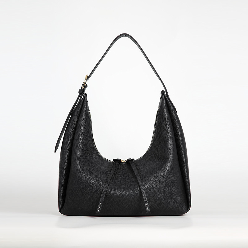 Geantă Tote din piele de primă clasă, formă de dumpling, stil pentru navetă, fermoar, căptușeală din bumbac