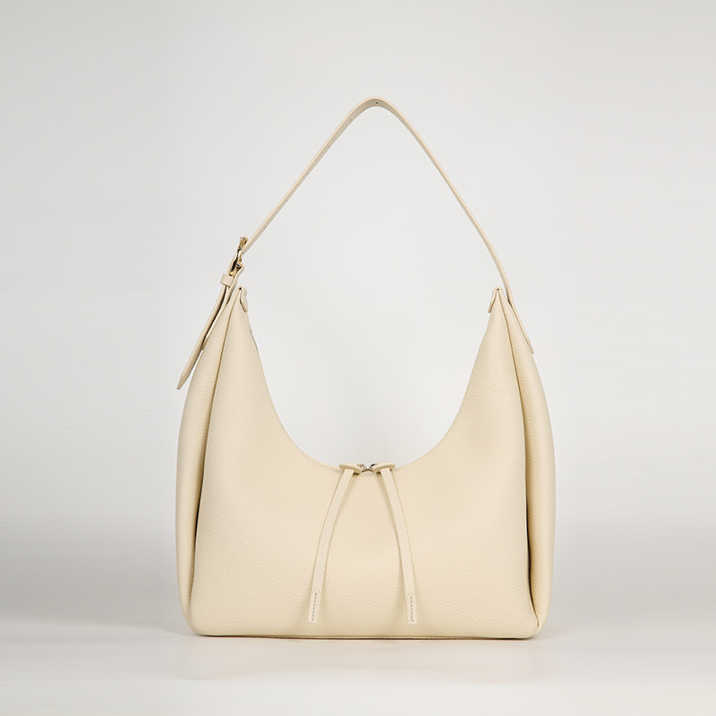 Geantă Tote din piele de primă clasă, formă de dumpling, stil pentru navetă, fermoar, căptușeală din bumbac