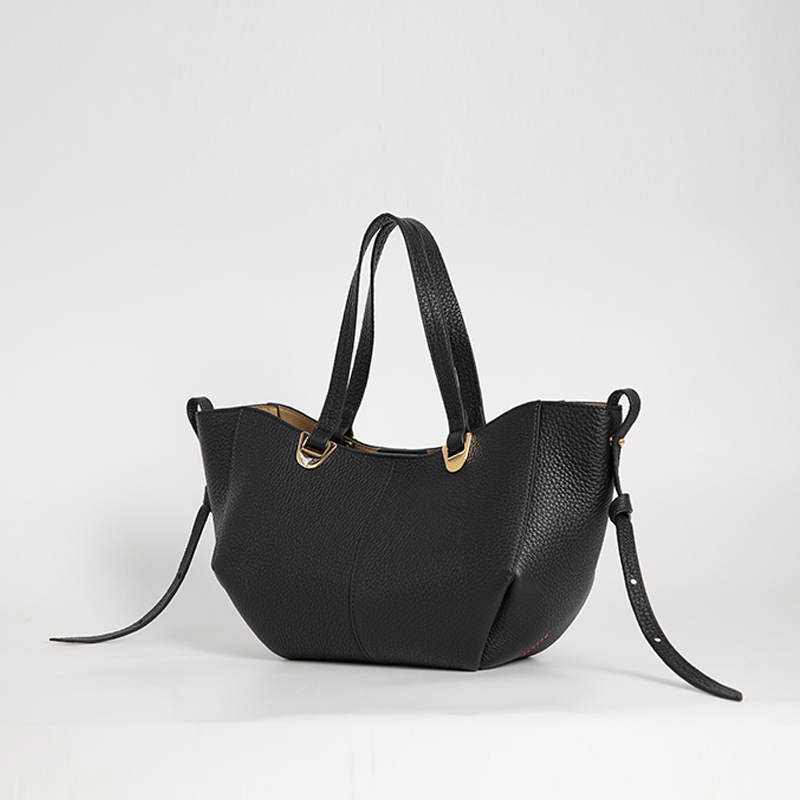 Geantă Tote din piele de primă clasă, formă de dumpling, stil pentru navetă, fermoar, căptușeală din bumbac