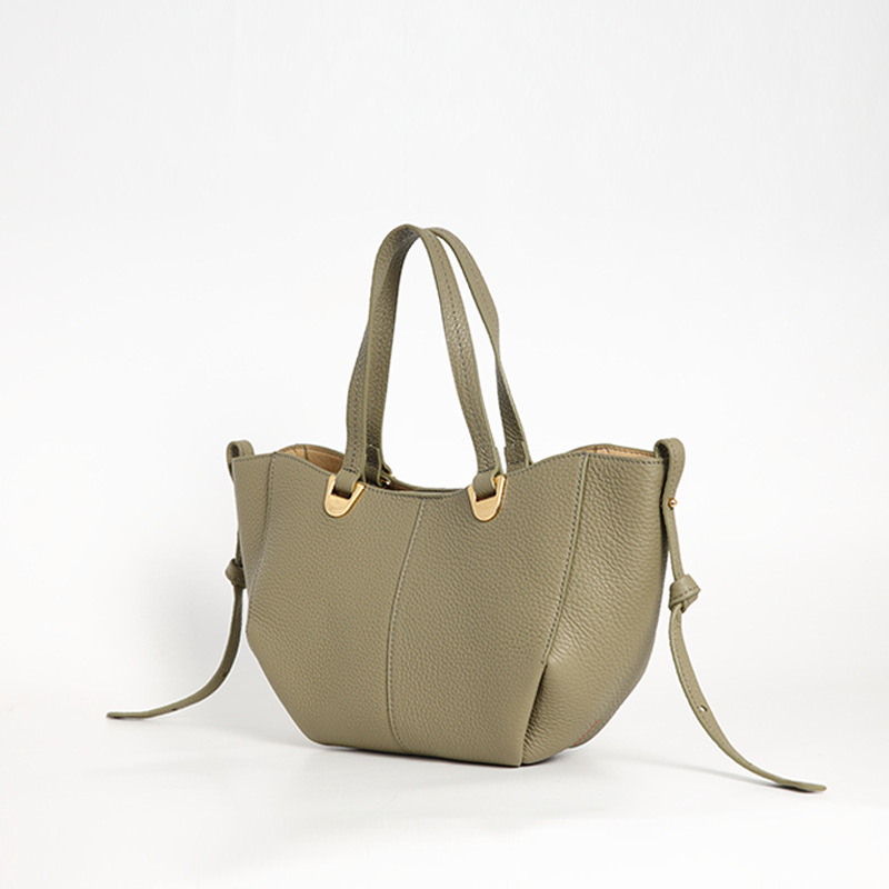 Geantă Tote din piele de primă clasă, formă de dumpling, stil pentru navetă, fermoar, căptușeală din bumbac