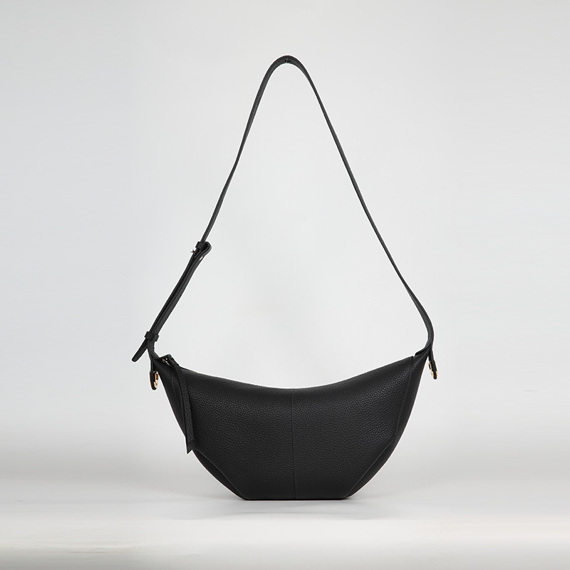 Geantă Tote din piele de primă clasă, formă de dumpling, stil pentru navetă, fermoar, căptușeală din bumbac